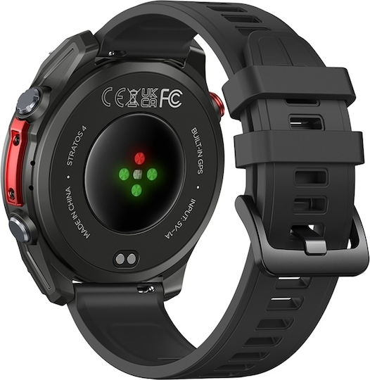 Zeblaze Stratos 4 Stainless Steel 49mm Waterproof Smartwatch with Heart Rate Monitor Black M/L