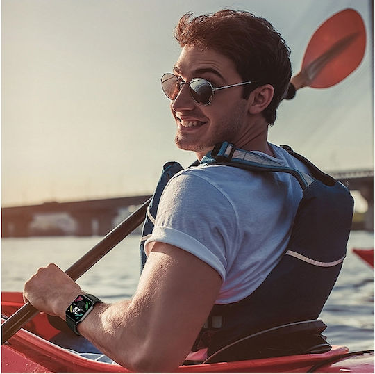 QCY GTC 46mm Smartwatch με Παλμογράφο (Μαύρο)