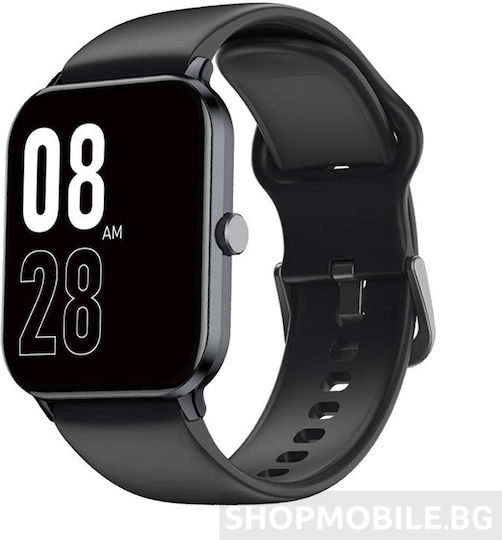 QCY GTC 46mm Smartwatch με Παλμογράφο (Μαύρο)