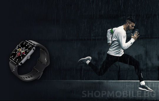 QCY GTC 46mm Smartwatch με Παλμογράφο (Μαύρο)