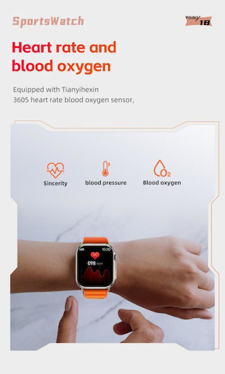 XO M8 Pro Smartwatch with Heart Rate Monitor (Silver)