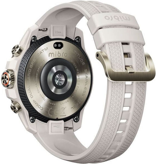 Mibro GS Explorer Stainless Steel Αδιάβροχο Smartwatch με Παλμογράφο (Λευκό)