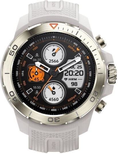 Mibro GS Explorer Stainless Steel Αδιάβροχο Smartwatch με Παλμογράφο (Λευκό)