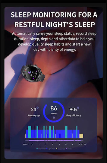 Microwear K95 Smartwatch with Heart Rate Monitor (Black Steel)