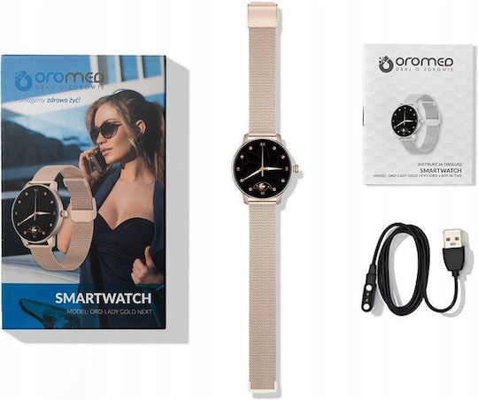 Oromed Oro Lady Stainless Steel 43mm Smartwatch with Heart Rate Monitor (Gold)