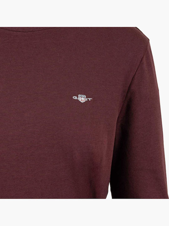 Women's Blouse Cotton Long Sleeve Burgundy