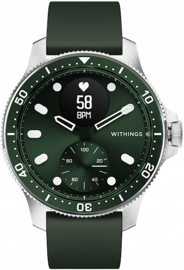 Withings Scanwatch Horizon Stainless Steel 43mm Waterproof with Heart Rate Monitor (Green)