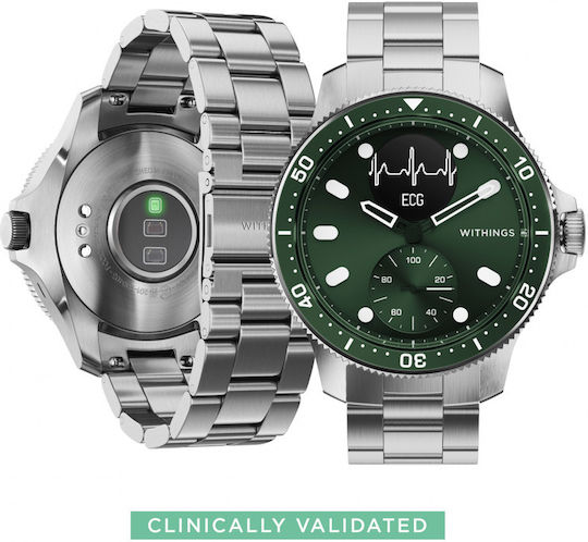 Withings Scanwatch Horizon Stainless Steel 43mm Waterproof with Heart Rate Monitor (Green)