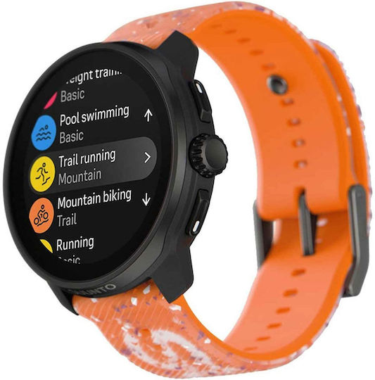 Suunto Race S Stainless Steel 45mm Waterproof Smartwatch with Heart Rate Monitor (Power Orange)