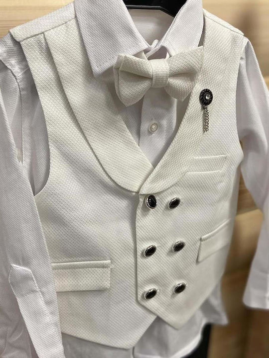 Extan Bebe Costum De Botez Alb 4 Bucăți