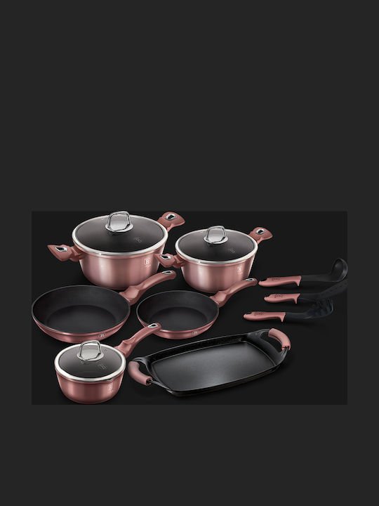 Berlinger Haus i-Rose Collection Cookware Set of Aluminum with Non-stick Coating Pink 12pcs