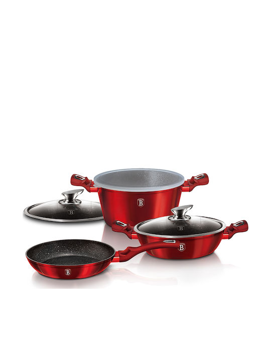 Berlinger Haus Cookware Set of Aluminum with Non-stick Coating Burgundy Collection 5pcs