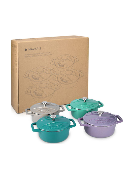 Navaris Mini Set de oale din aluminiu turnat Multicolour 4buc