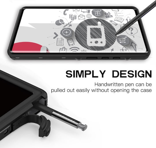 Redpepper Shockproof Waterproof 360 Full Cover Πλαστικό Αδιάβροχο Μαύρο (Galaxy Note 20)
