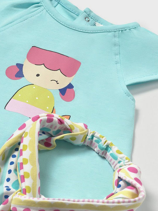 Kids' Set with Leggings Summer 3pcs Blue Mermaid Set