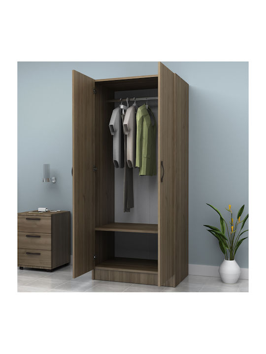 Double Door Wardrobe Vivian Walnut 80x51.8x181cm