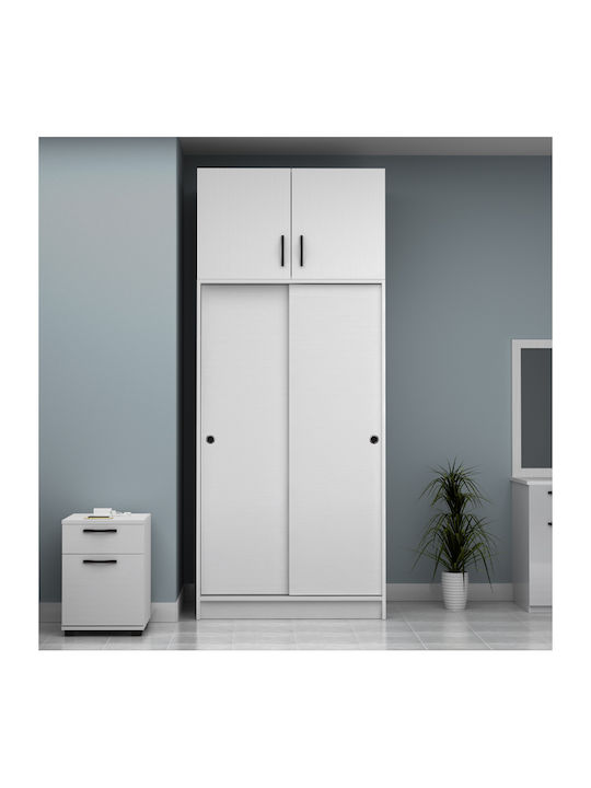 Double Door Wardrobe Sliding Regio with Loft White 100x60x240cm