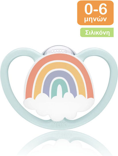 Nuk Space Orthodontic Pacifier Silicone with Case Rainbow - Mint Green for 0-6 months