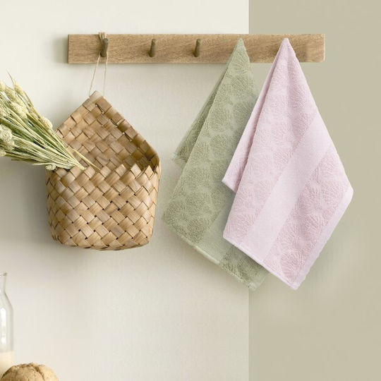 Nima Messy Kitchen Towel from 100% Cotton in Green Colour 40x40cm 2 Pieces