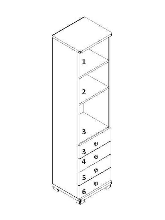 Bookie 06 Βιβλιοθήκη Δαπέδου Ξύλινη Φούξια 45x39x185cm