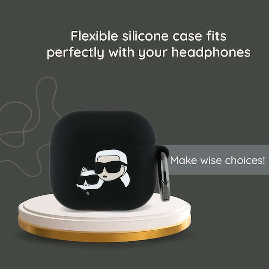 Karl Lagerfeld Karl Head 3d Case Silicone in Black color for Apple AirPods 4