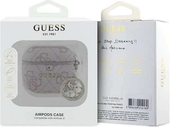 Guess Charm Θήκη Δερμάτινη σε Ροζ χρώμα για Apple AirPods 4