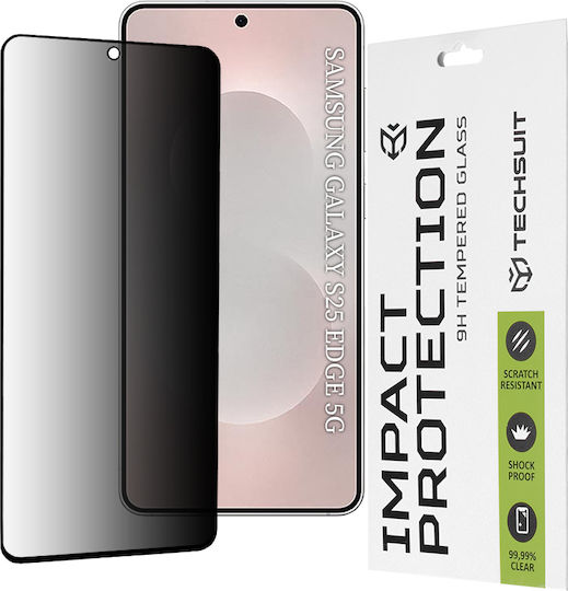 Techsuit Full Glue Privacy Full Face Tempered Glass Μαύρο (Galaxy S25 Edge)