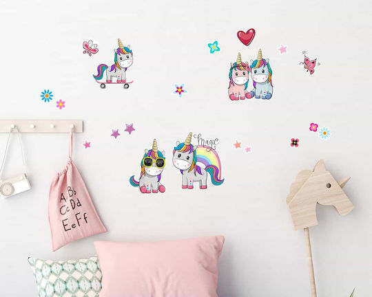 Ango Детски Декоративен Стикер За Стена Colorful Unicorns L 80см 20 Бройки