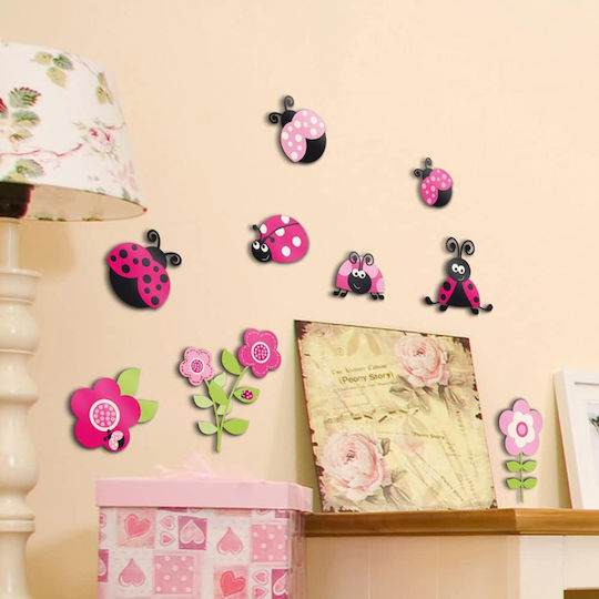 Ango Kids Foam Vinyl 3D Wall Sticker Pink Ladybugs 30x30cm 10pcs
