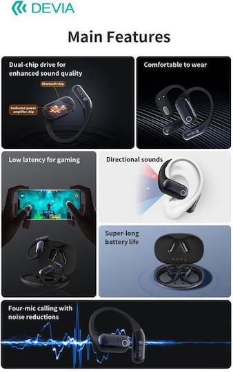 Devia EM403 Ultra1 Open Ear Bluetooth Handsfree Earphones with Charging Case Gold
