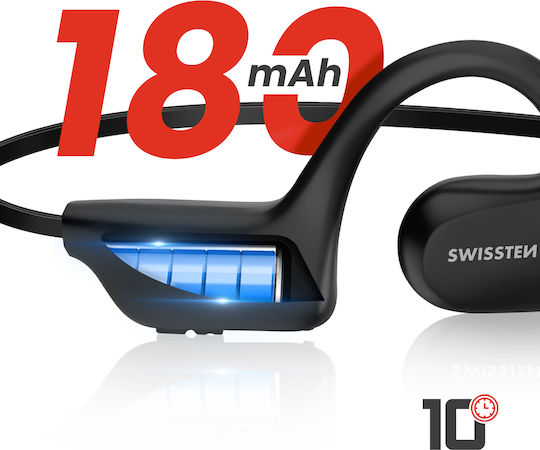 Swissten Gym Open Ear Bluetooth Handsfree Earphones with Sweat Resistance Black