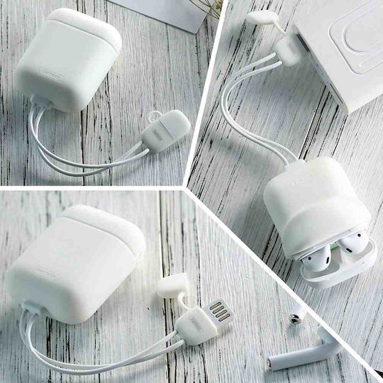 Remax RC-A6 Θήκη Σιλικόνης σε Λευκό χρώμα για Apple AirPods 1 / AirPods 2