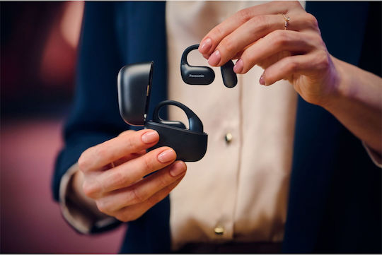 Panasonic RB-F10 Open Ear Bluetooth Handsfree Earphones with Sweat Resistance and Charging Case Black