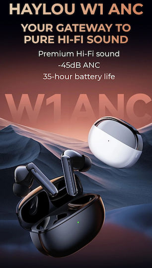 Haylou W1 T007 ANC In-ear Bluetooth Handsfree Ακουστικά με Θήκη Φόρτισης Ασημί