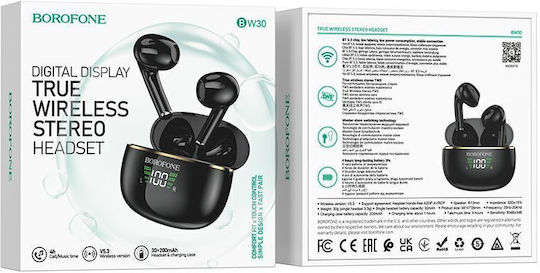 Borofone BW30 Cheerful Earbud Bluetooth Handsfree Ακουστικά με Θήκη Φόρτισης Μαύρα