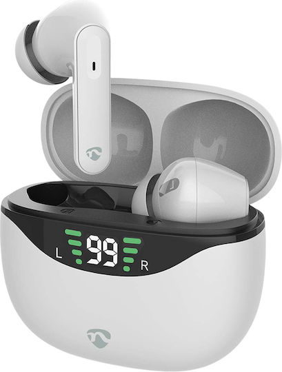 Nedis HPBT2450WT In-ear Bluetooth Handsfree Ακουστικά με Θήκη Φόρτισης Λευκά