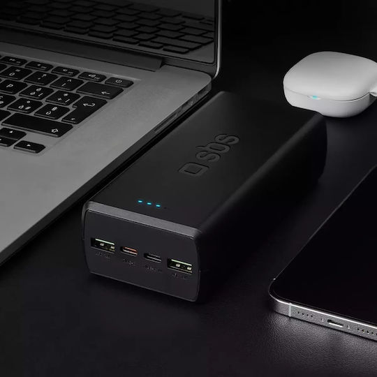 SBS Power Bank 30000mAh 20W με 2 Θύρες USB-A και 2 Θύρες USB-C Power Delivery Μαύρο
