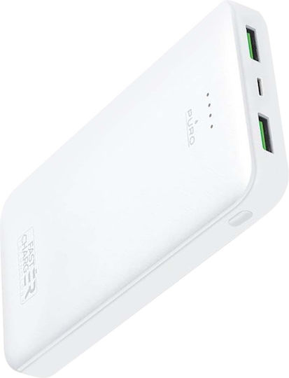 Puro Fast Charger Power Bank 20000mAh cu 2 Porturi USB-A și Port USB-C Alb