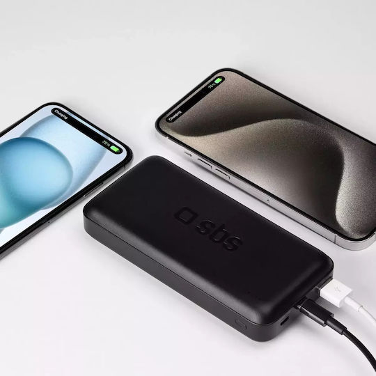 SBS Power Bank 20000mAh 20W with USB-A Port and USB-C Port Power Delivery Black