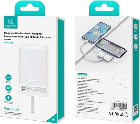 Usams XM Series CD219 MagSafe Power Bank 10000mAh 22.5W με Θύρα USB-C Γαλάζιο
