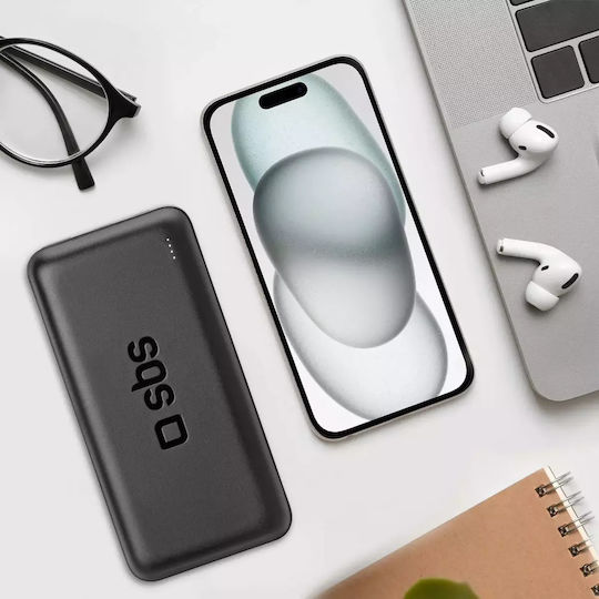 SBS Power Bank 20000mAh 20W with USB-A Port and USB-C Port Power Delivery Black