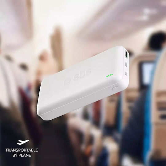 SBS Power Bank 20000mAh 20W with USB-A Port and USB-C Port Power Delivery White