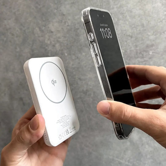 Puro Mag Plus MagSafe Qi2 Power Bank 5000mAh 20W with USB-C Power Delivery White