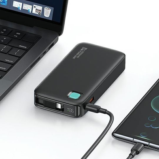 Usams CD225 Power Bank 10000mAh 20W με Θύρα USB-A και Θύρα USB-C Power Delivery Μωβ