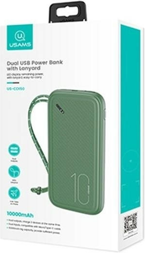 Usams PB56 Power Bank 10000mAh с 2 USB-A порта Dark Green