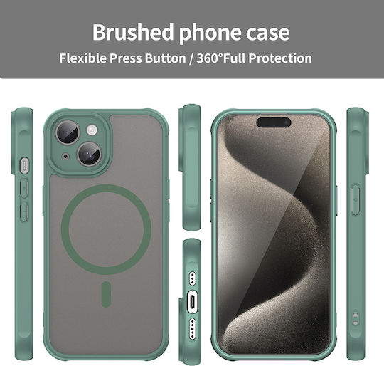 Techsuit Halofrost Ii Magsafe Umschlag Rückseite Kunststoff / Silikon Grün (iPhone 15)