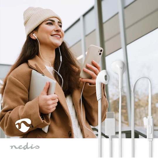 Nedis 3.5mm Kabelgebrochene Kopfhörer mit Mikrofon Lautstärkeregler 1,2m Weiße