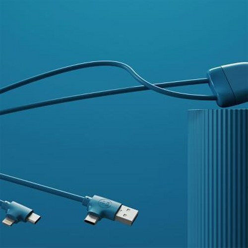 Xoopar Regular USB to Lightning / Type-C / micro USB Cable Μπλε 1m