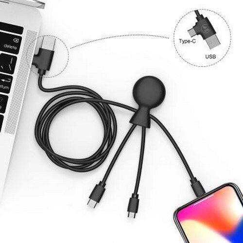 Xoopar Редовна USB към Lightning / Type-C Кабел Черен 1м