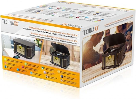 Technaxx TX-103 Nostalgia 4755 Πικάπ με Belt Drive, Προενίσχυση και Ενσωματωμένα Ηχεία Καφέ